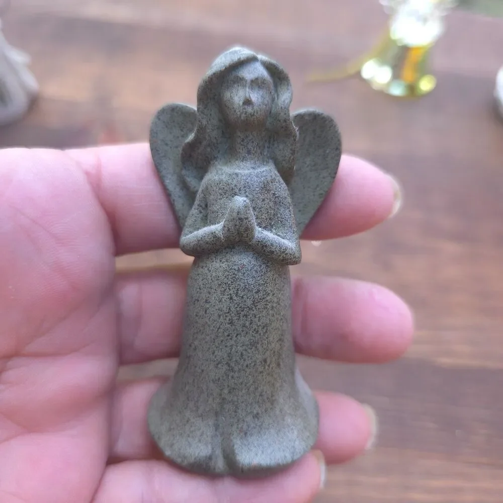 Vintage Angel Figurine & Ornament Lot Resin Stone Glass 4 Piece Christmas Set